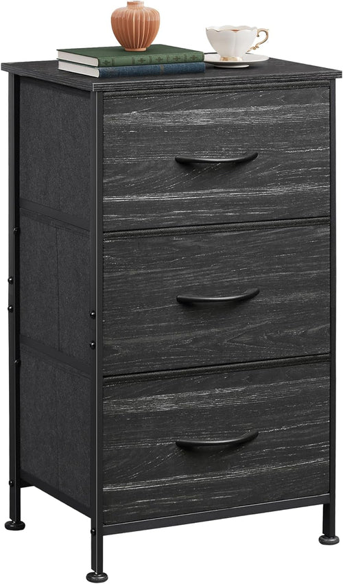 Nightstand with 3 Drawers, Fabric Dresser, Organizer Unit, Storage