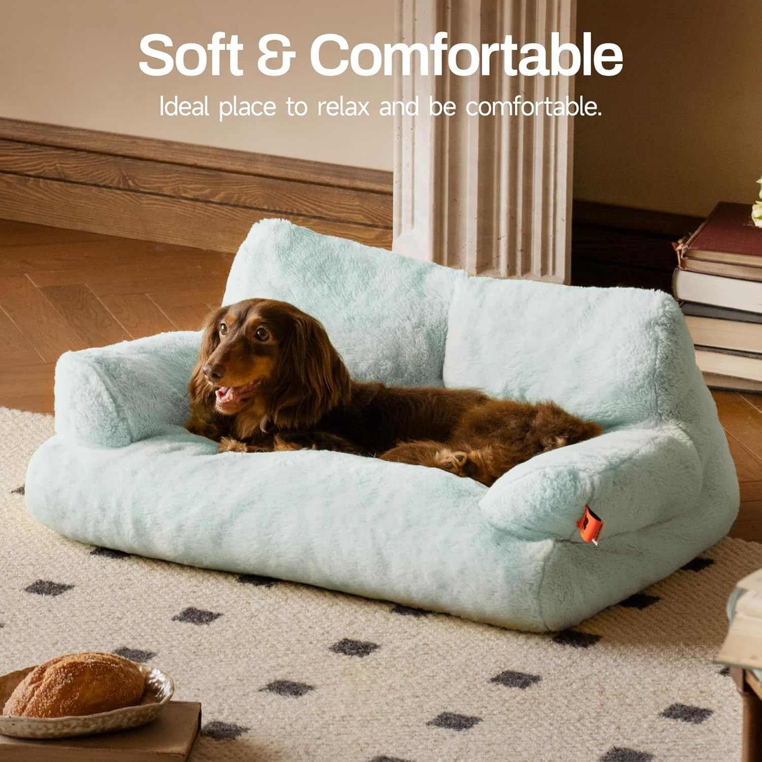 MEWOOFUN Plush Cat Bed For Indoor Cats - Washable 26x19x13 Inch Pet