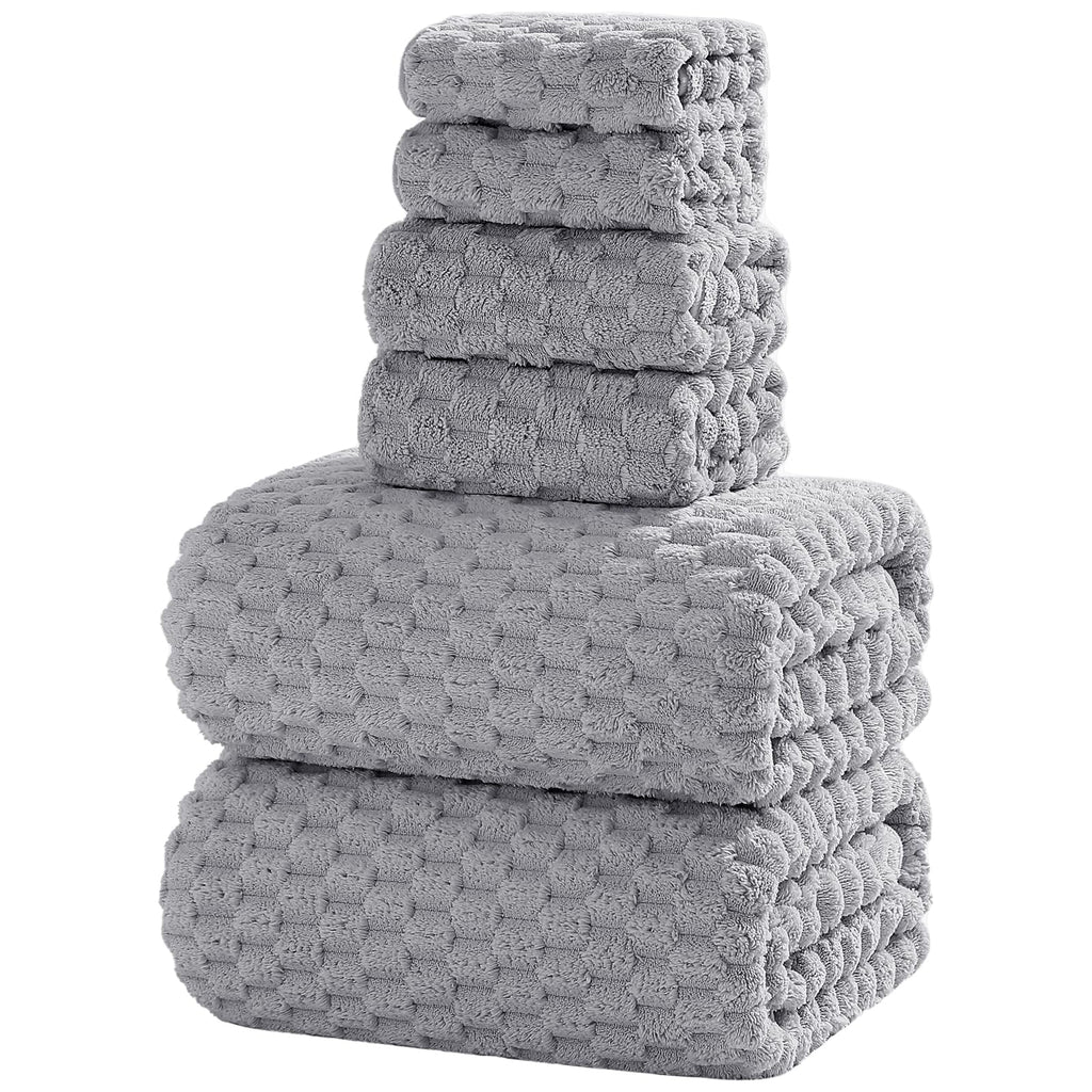NALIVO Oversized Bath Towels 40x80 Inches Extra Large Bath Sheets for Adults Quick Dry Highly Absobent Microfiber Shower Towels- Includes 2 Bath Towels2 Hand Towels2 Washcloths(Gary6PCS)