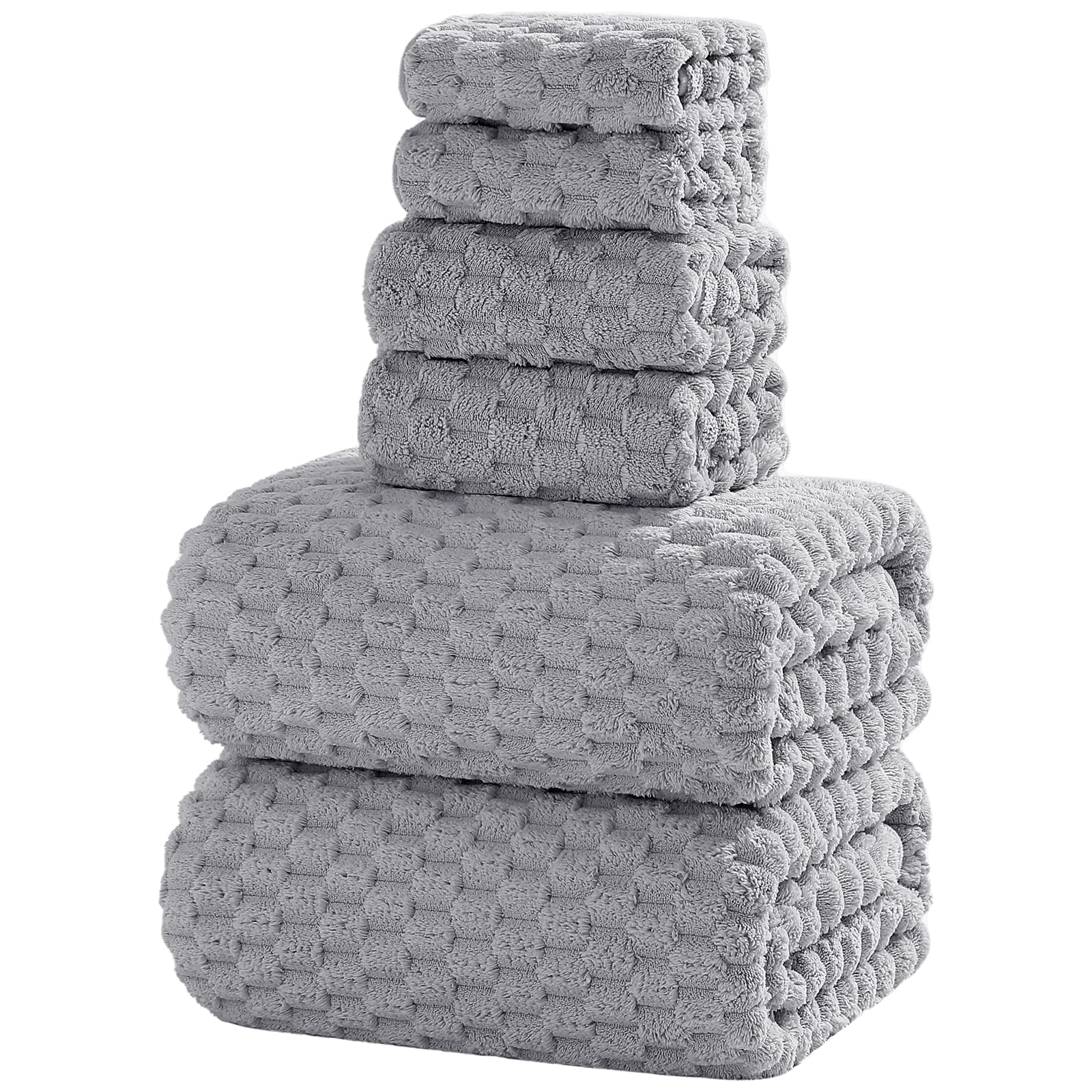 NALIVO Oversized Bath Towels 40x80 Inches Extra Large Bath Sheets for Adults Quick Dry Highly Absobent Microfiber Shower Towels- Includes 2 Bath Towels2 Hand Towels2 Washcloths(Gary6PCS)
