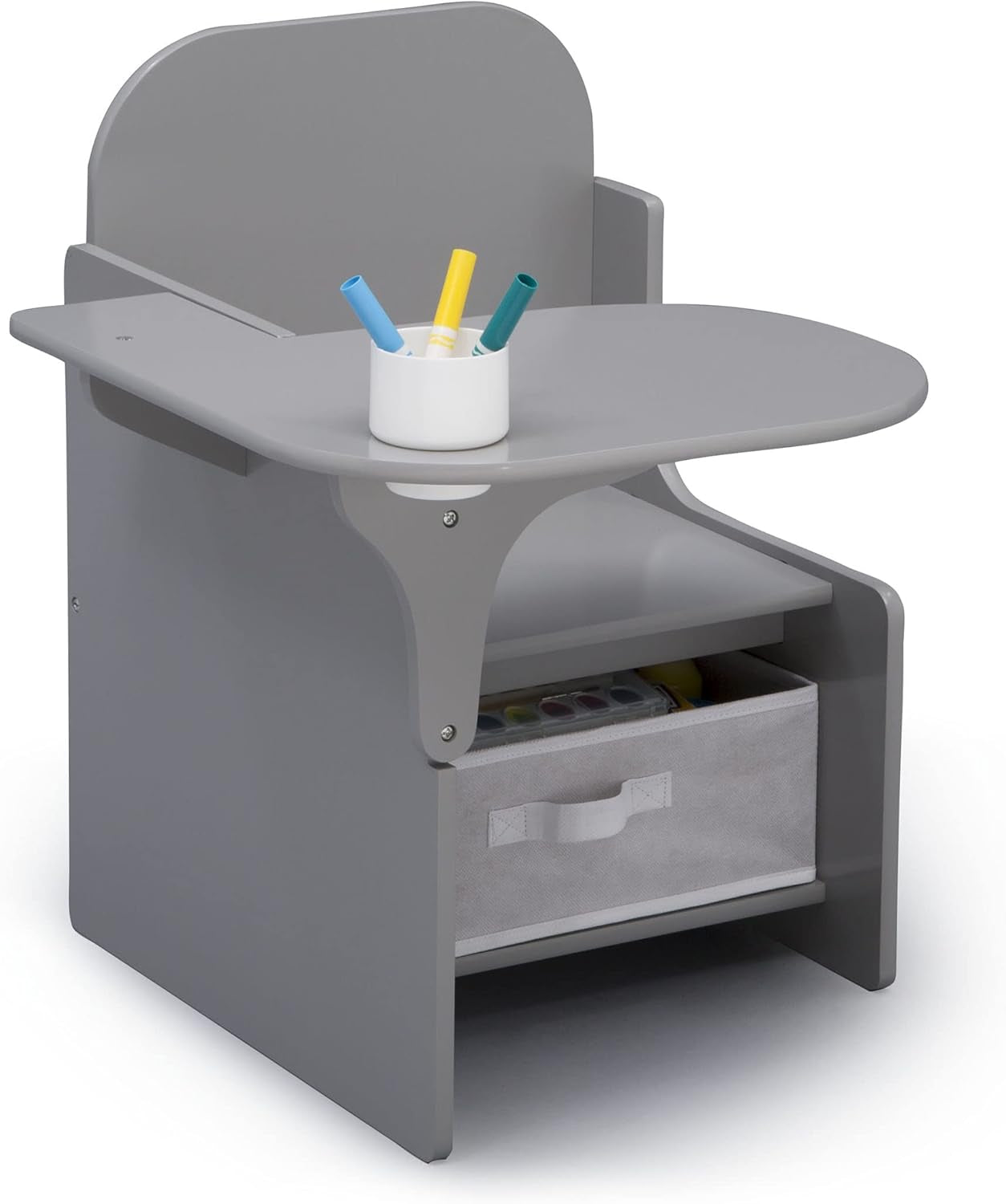 Mysize Chair Desk with Storage Bin, Grey