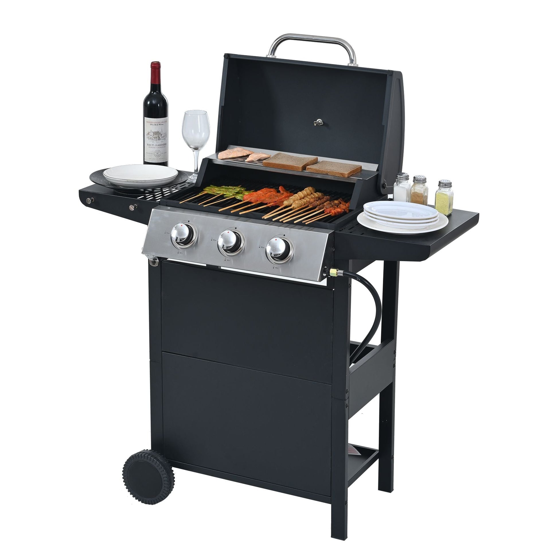Propane Gas Grill 4 Burner Barbecue Grill, Stainless Steel 34,000 BTU