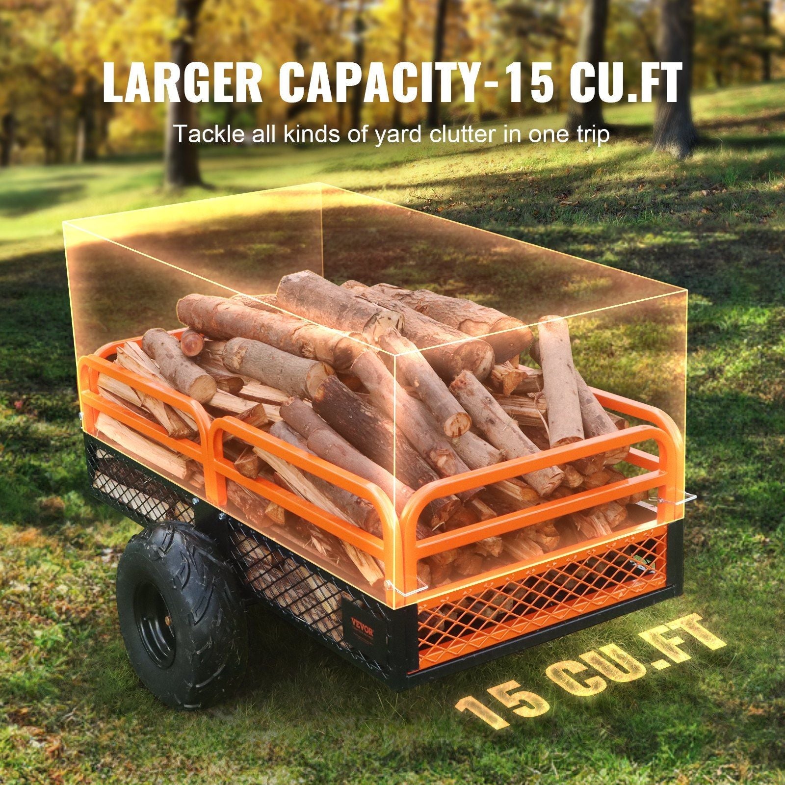 VEVOR Heavy Duty Steel ATV Dump Trailer, 1500-Pound Load Capacity 15