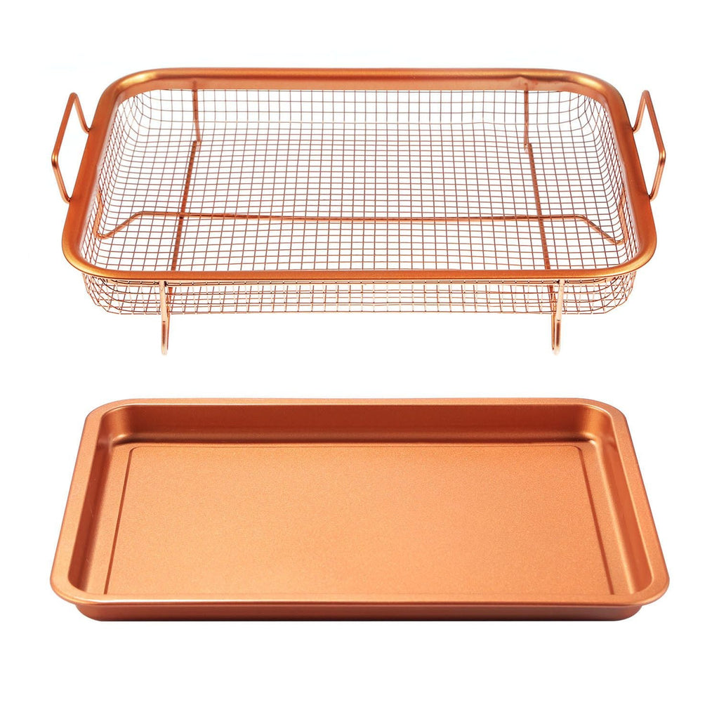 Crisper Tray Set Non Stick Cookie Sheet Tray Air Fry Pan Grill Basket