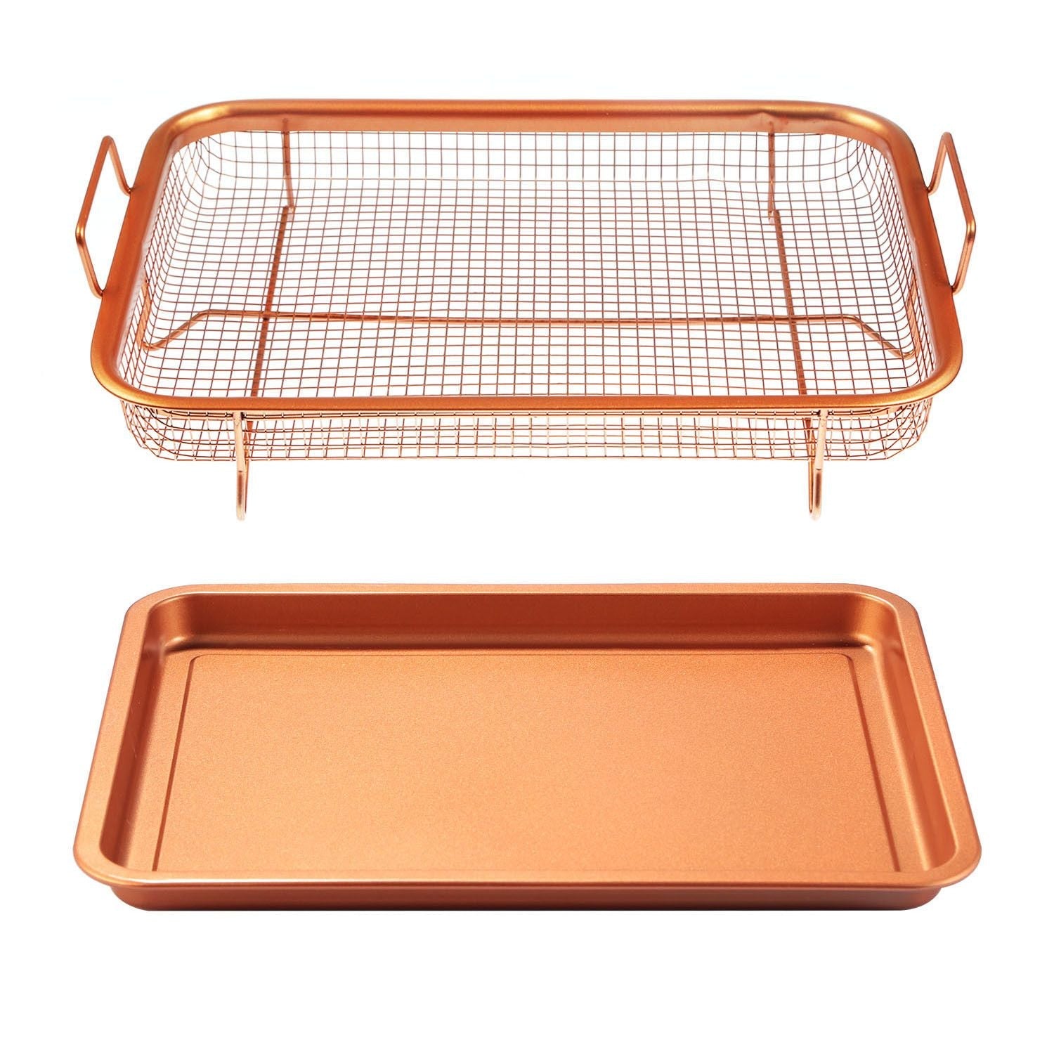 Crisper Tray Set Non Stick Cookie Sheet Tray Air Fry Pan Grill Basket