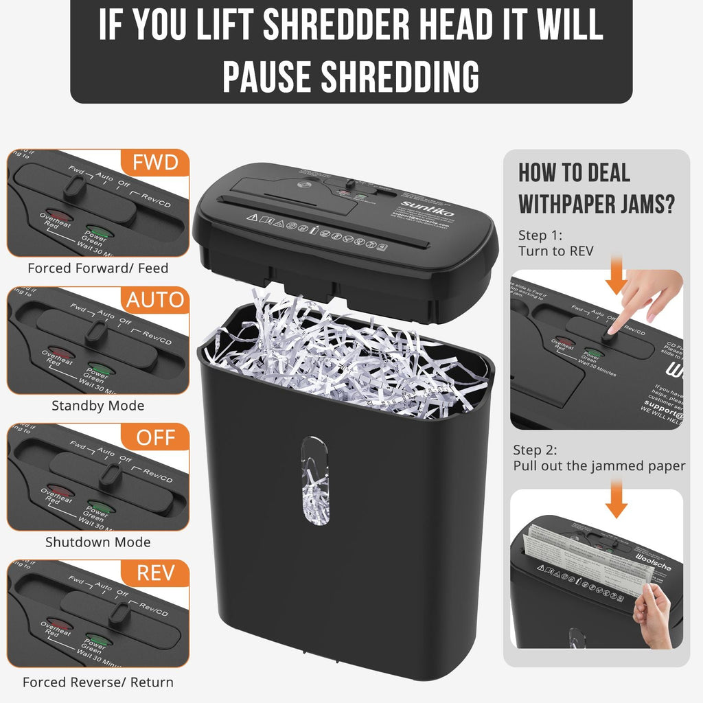 Woolsche Home Office Paper Shredder-10-Sheet Strip Cut with
