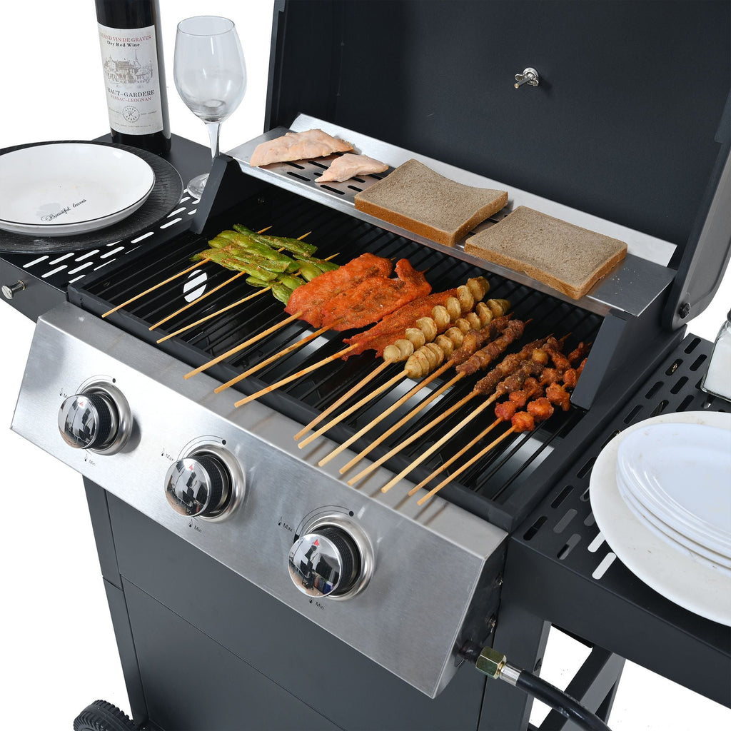 Propane Gas Grill 4 Burner Barbecue Grill, Stainless Steel 34,000 BTU