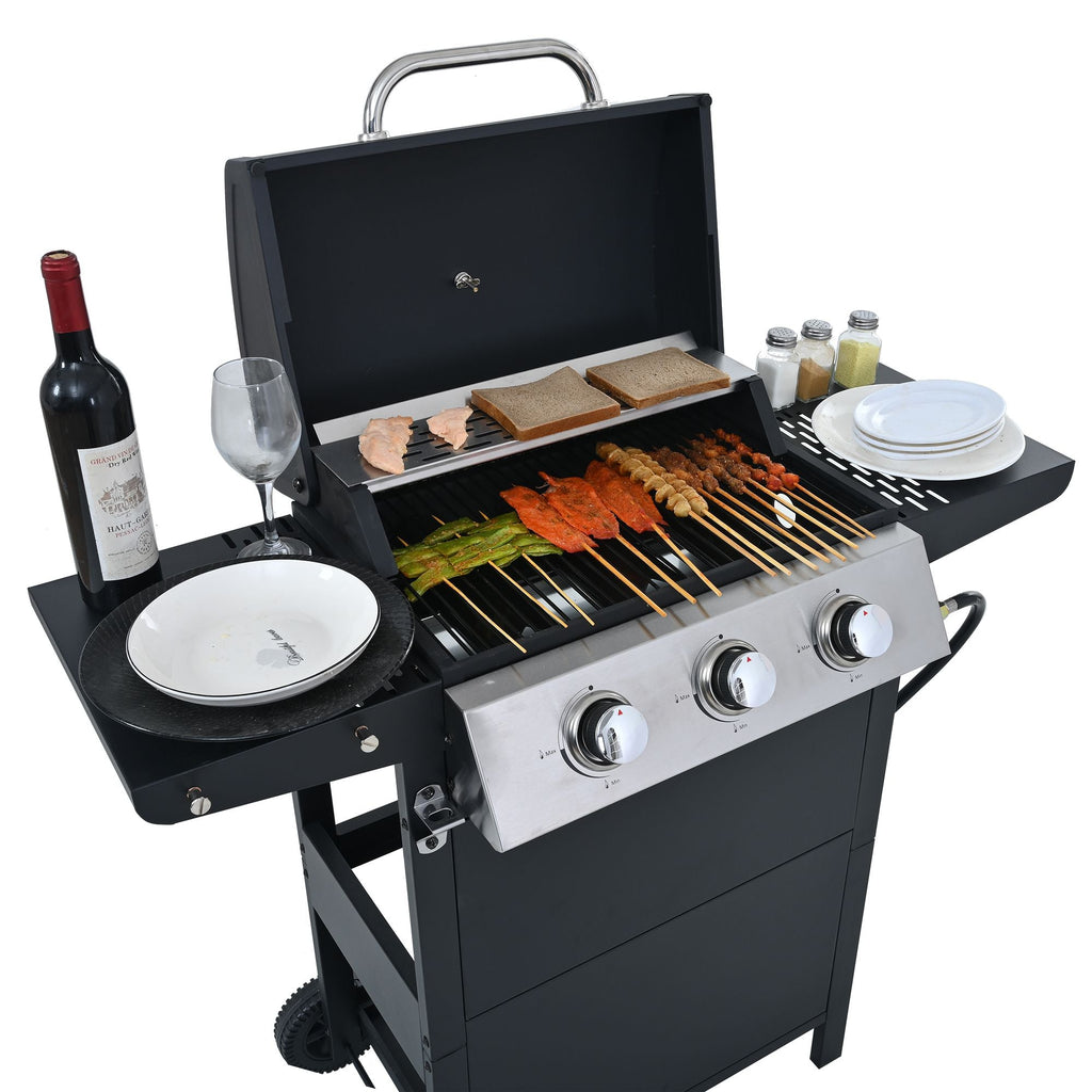 Propane Gas Grill 4 Burner Barbecue Grill, Stainless Steel 34,000 BTU