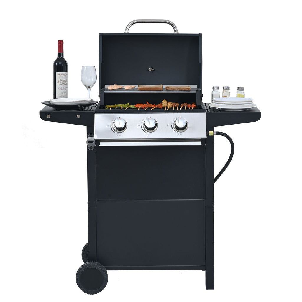 Propane Gas Grill 4 Burner Barbecue Grill, Stainless Steel 34,000 BTU