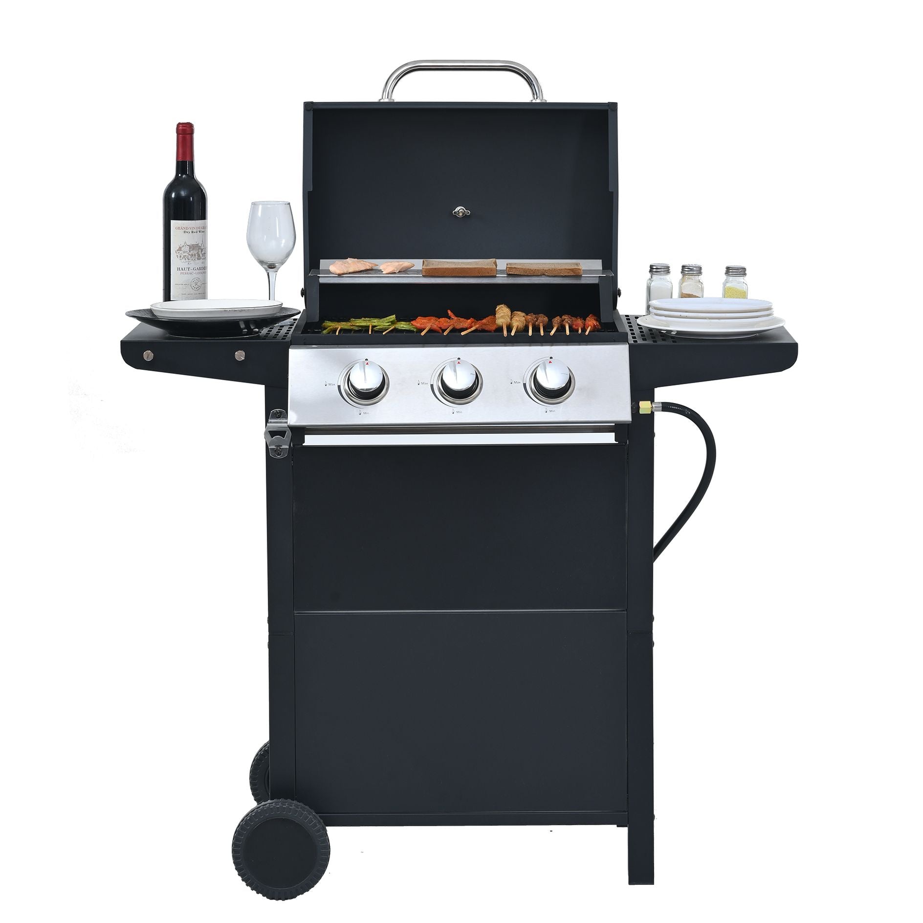 Propane Gas Grill 4 Burner Barbecue Grill, Stainless Steel 34,000 BTU