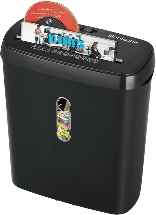 Woolsche Home Office Paper Shredder-10-Sheet Strip Cut with