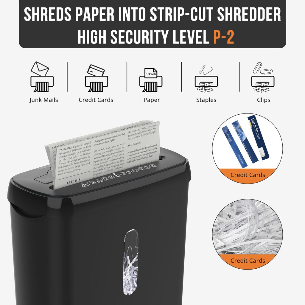 Woolsche Home Office Paper Shredder-10-Sheet Strip Cut with
