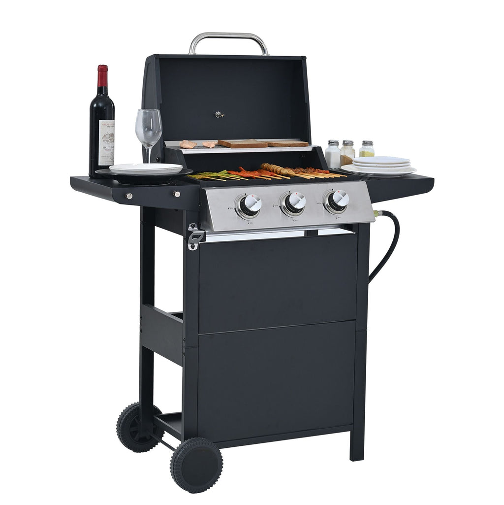 Propane Gas Grill 4 Burner Barbecue Grill, Stainless Steel 34,000 BTU