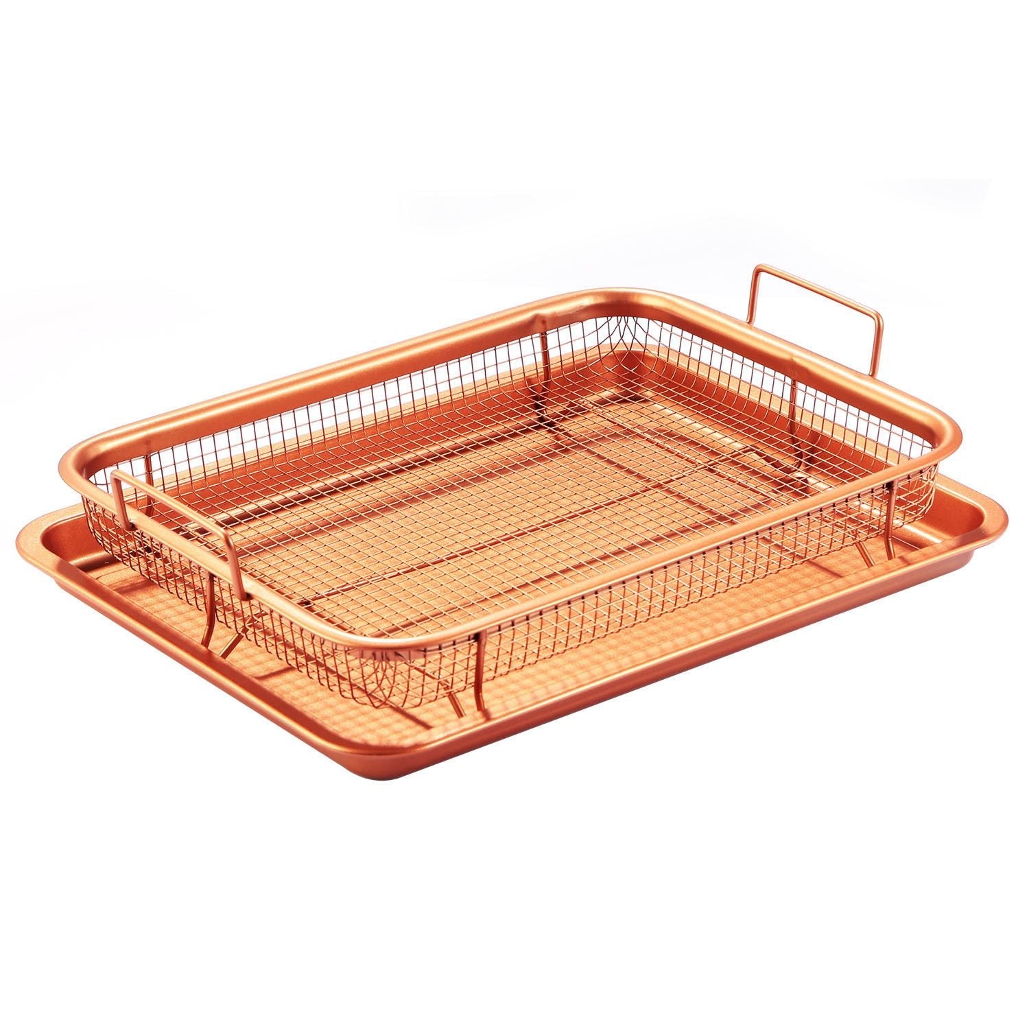Crisper Tray Set Non Stick Cookie Sheet Tray Air Fry Pan Grill Basket