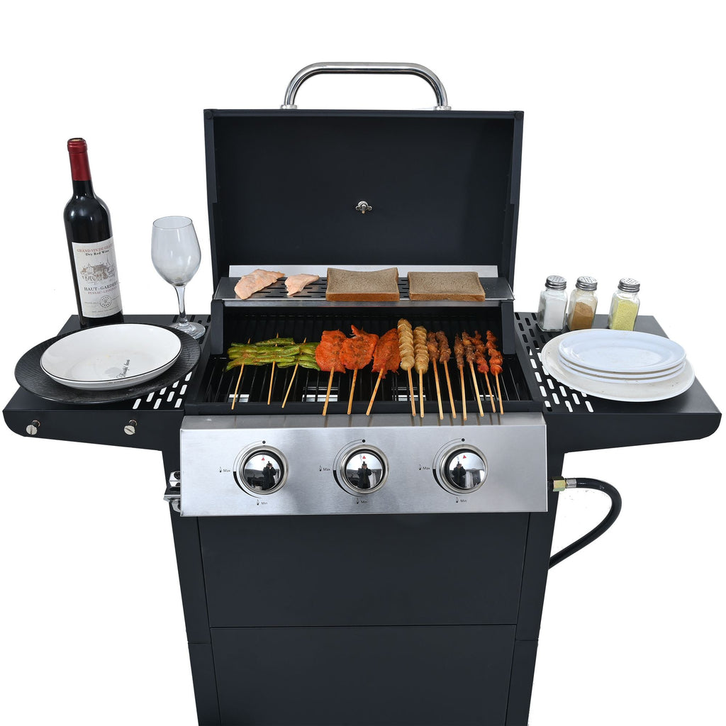 Propane Gas Grill 4 Burner Barbecue Grill, Stainless Steel 34,000 BTU