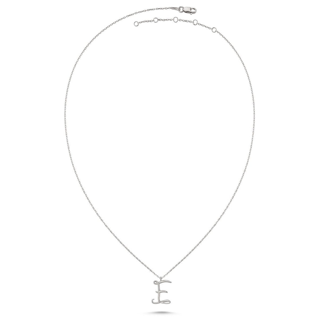 E Letter Mini Initial Silver Necklace