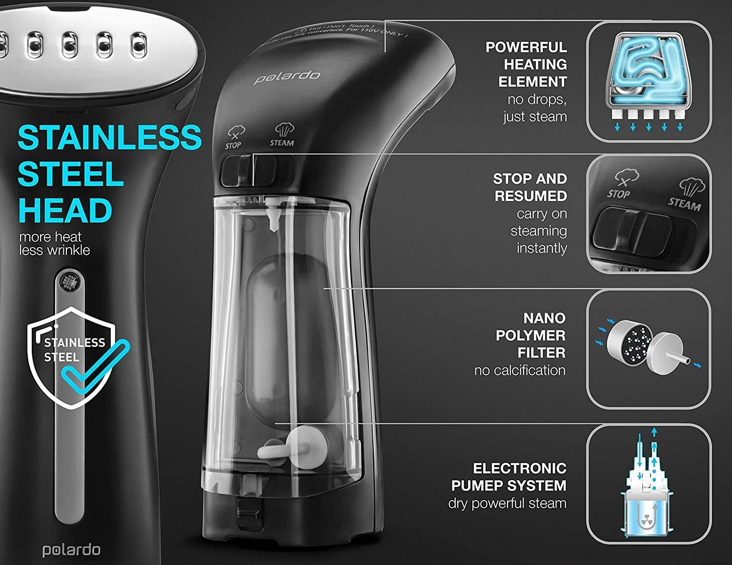 Steamer for Clothes Hand Held Portable Travel Garment Steamer Metal