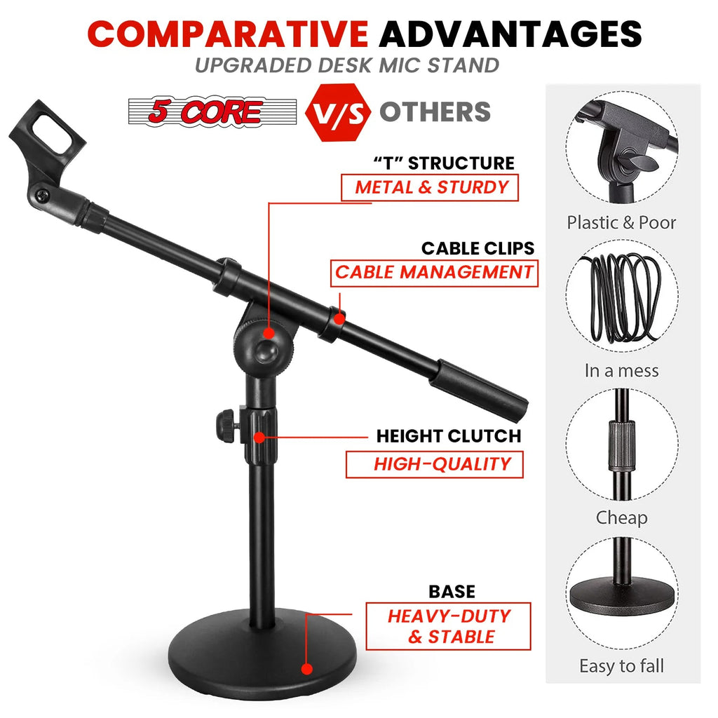 5Core round Base Desktop Mic Stand Universal Desk Microphone Holder