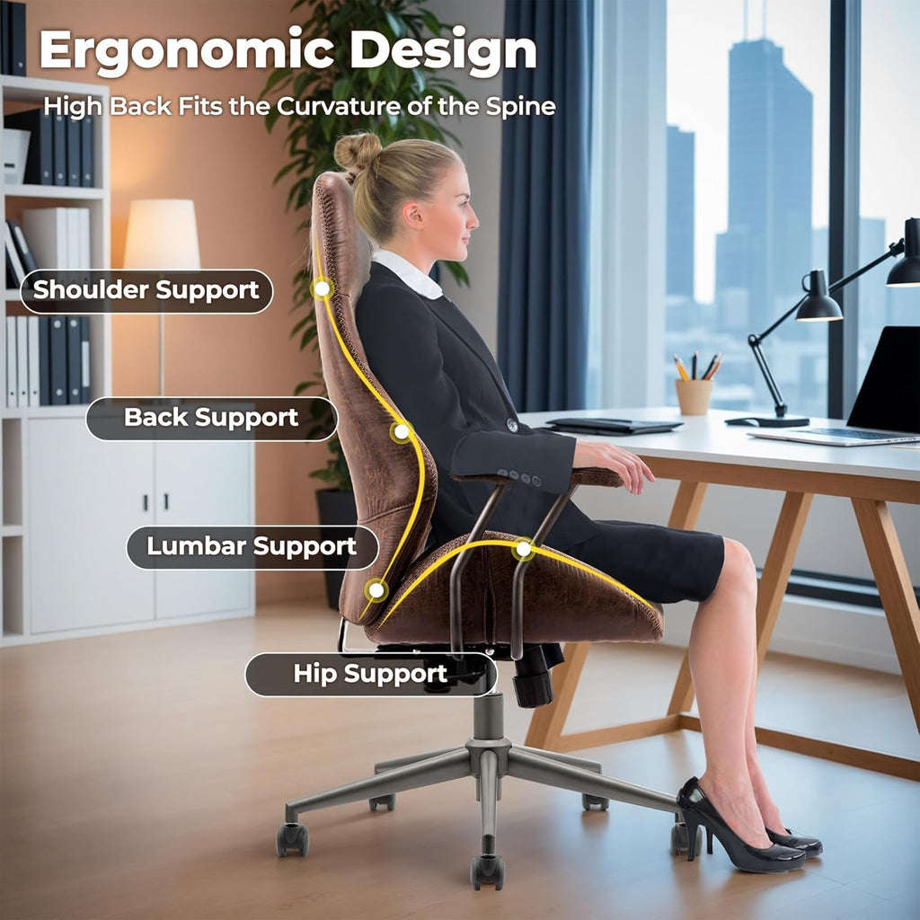 Ergonomic Office Chair High Back Dark Coffee Executive