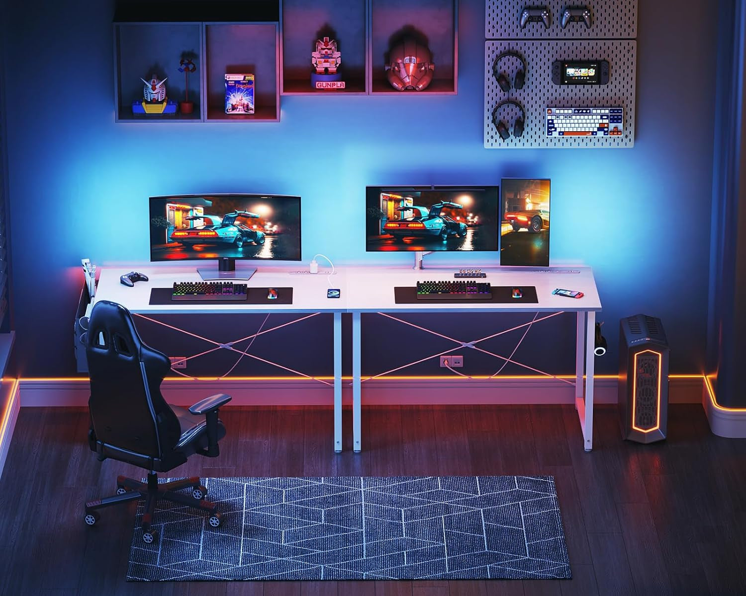 Small Desk with Power Outlets and USB Port Computer Desk for Home