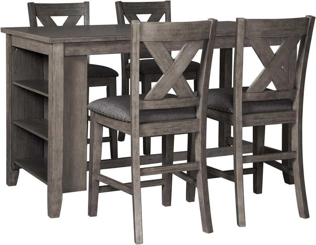 Caitbrook Rustic Counter Height Dining Table With Storage