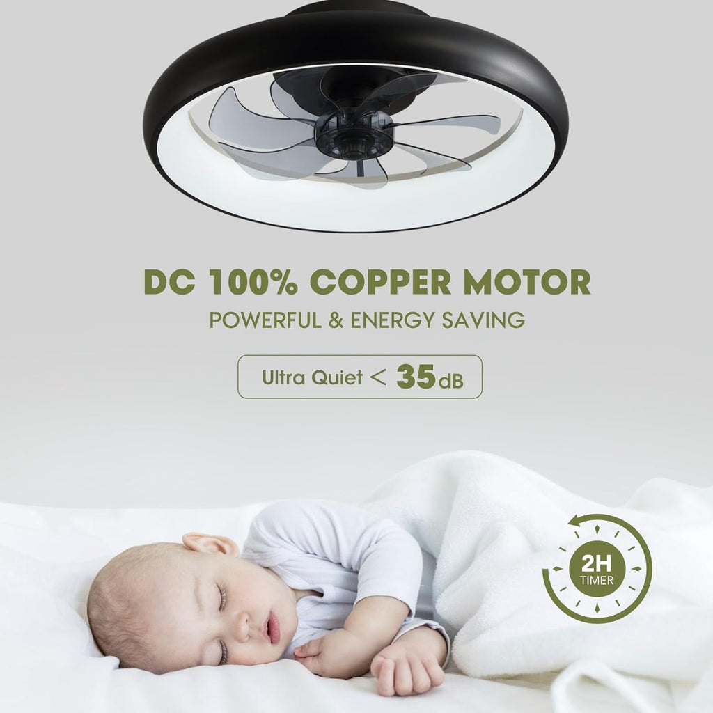 Ceiling Fans with Lights, Flush Mount Ceiling Fan with Alexa/Google