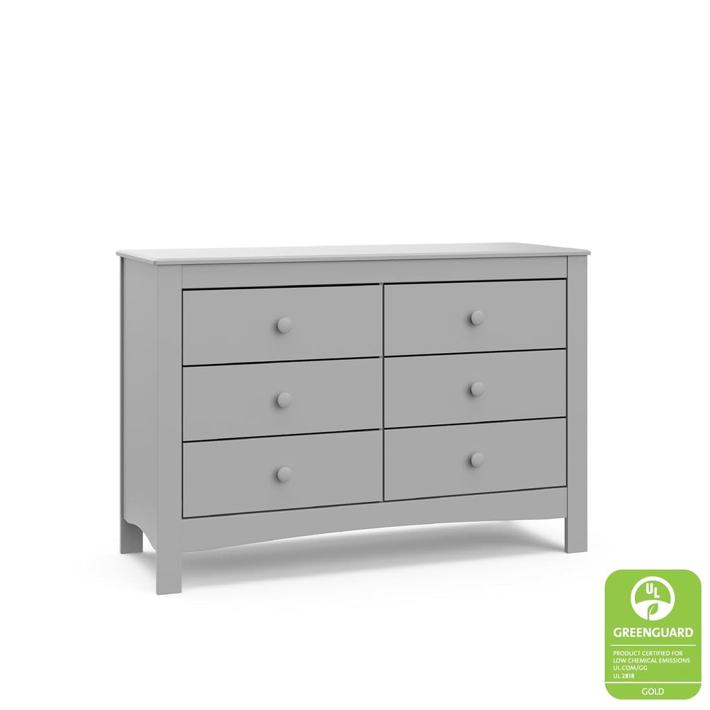 Pebble Gray 6 Drawer Double Dresser For Nursery And Kids