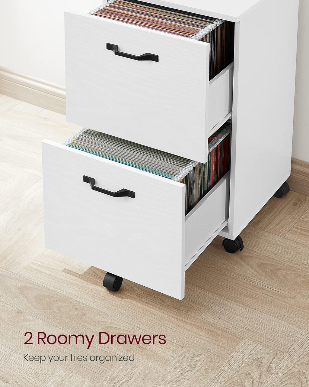 2-Drawer File Cabinet, Filing Cabinet for Home Office, Small Rolling