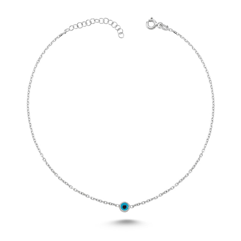 Blue Evil Eye Necklace Pendant in Silver