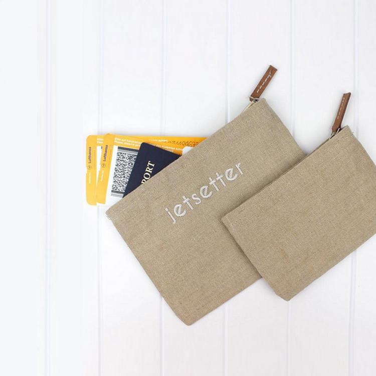 Modern Jute Zippered Lined Pouch 2-Piece Set