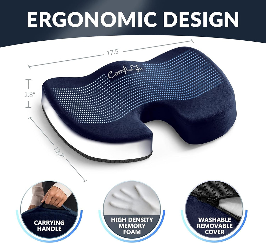 Gel Enhanced Seat Cushion – Office Chair Cushion – Non-Slip Gel &