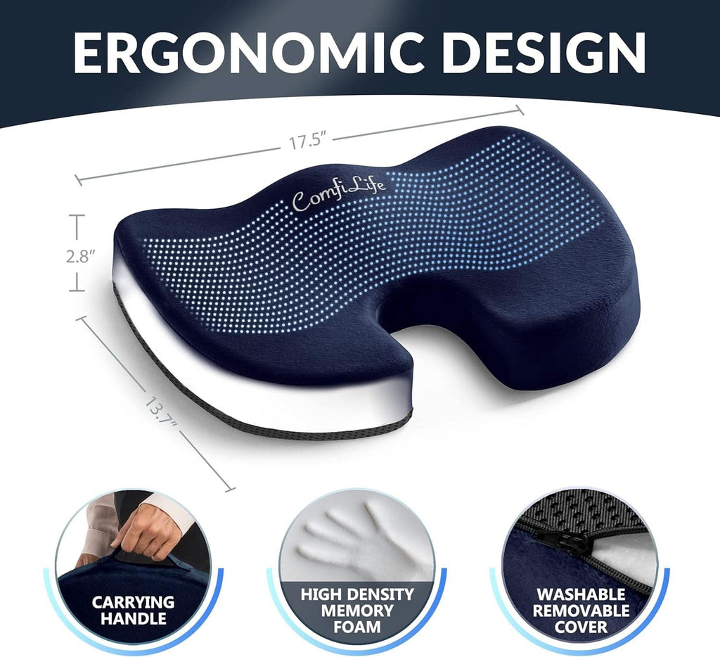 Gel Memory Foam Seat Cushion For Office Chair Navy-4