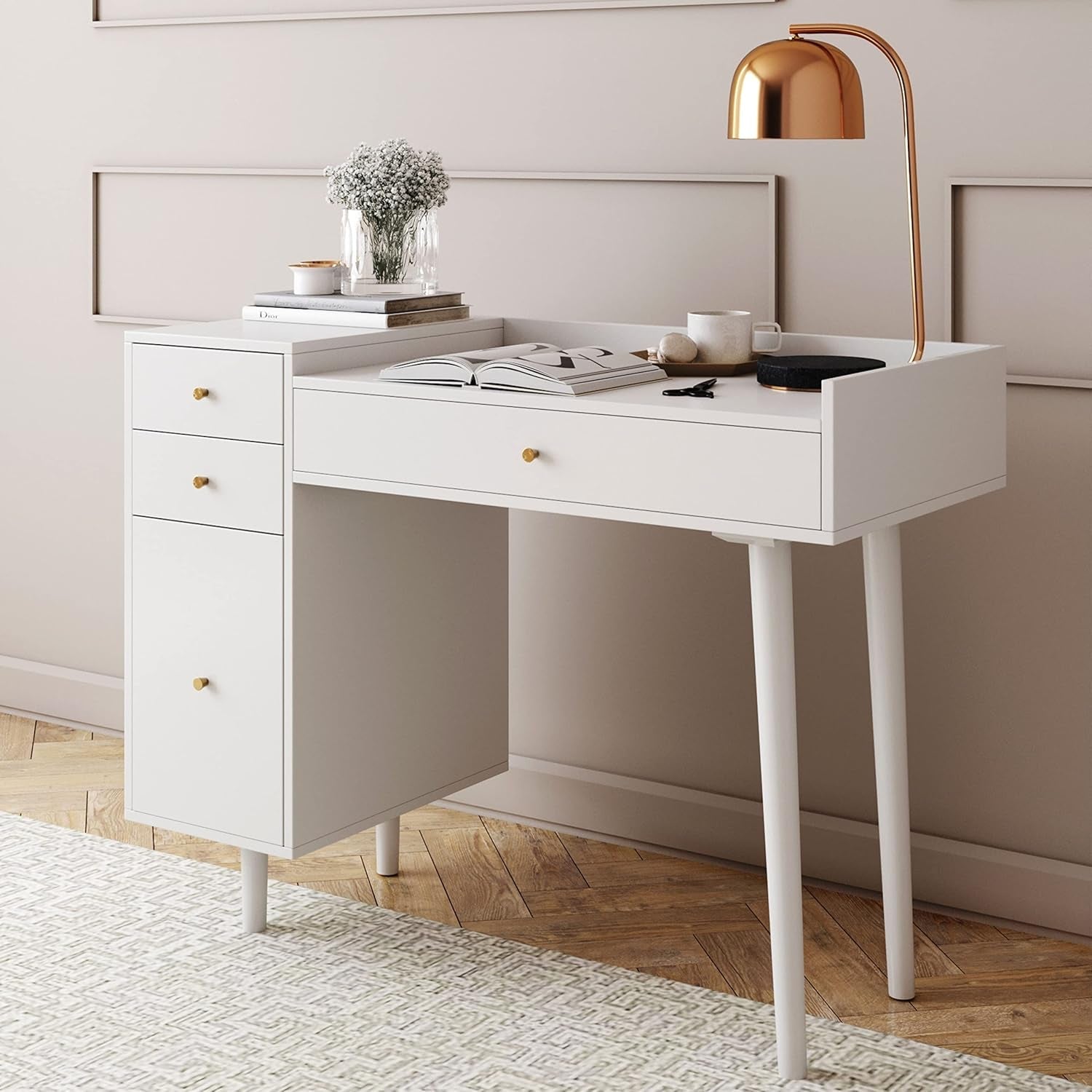 Daisy Vanity Desk Makeup Table With 4 Drawers White