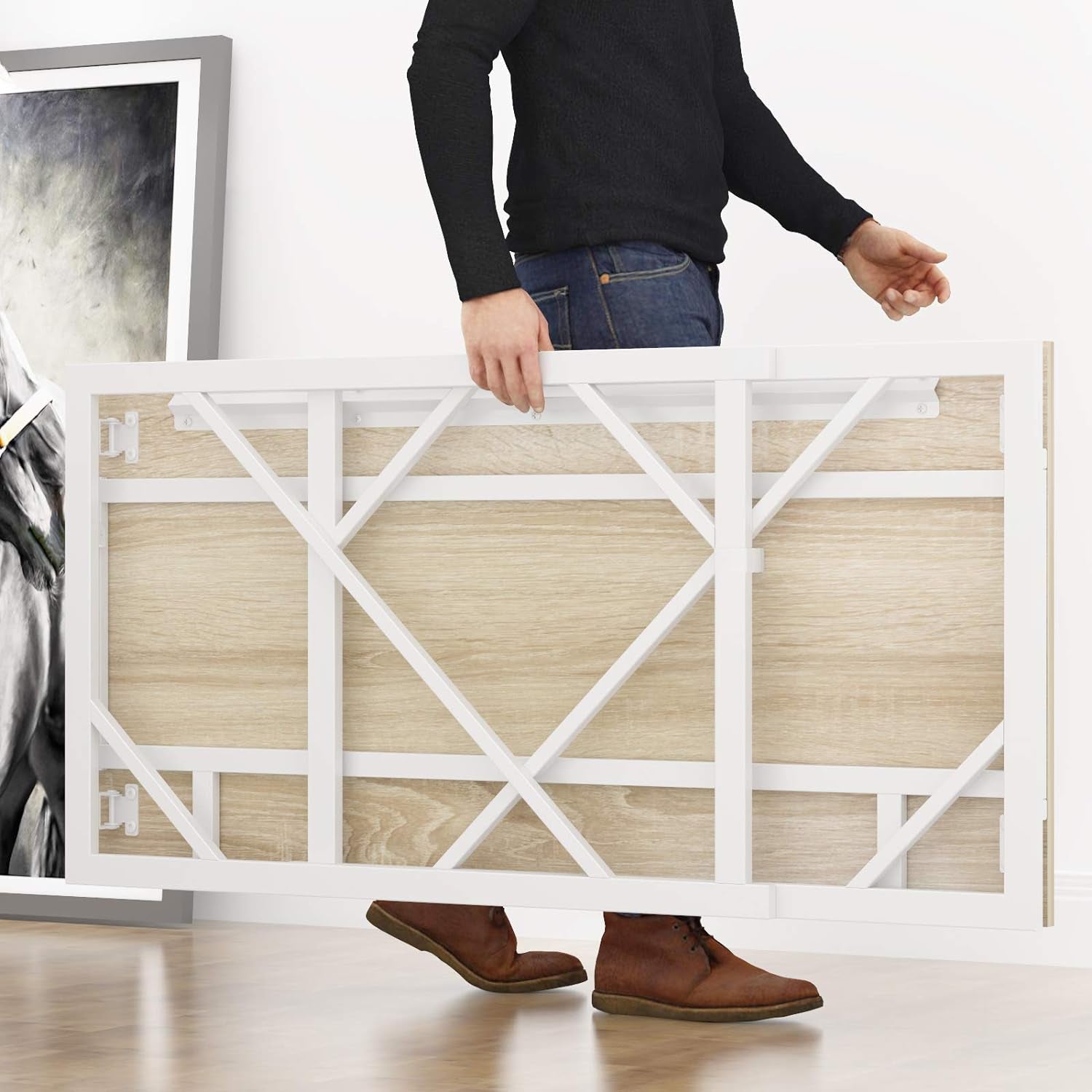 Folding Desk Writing Computer Desk for Home Office, No-Assembly Study