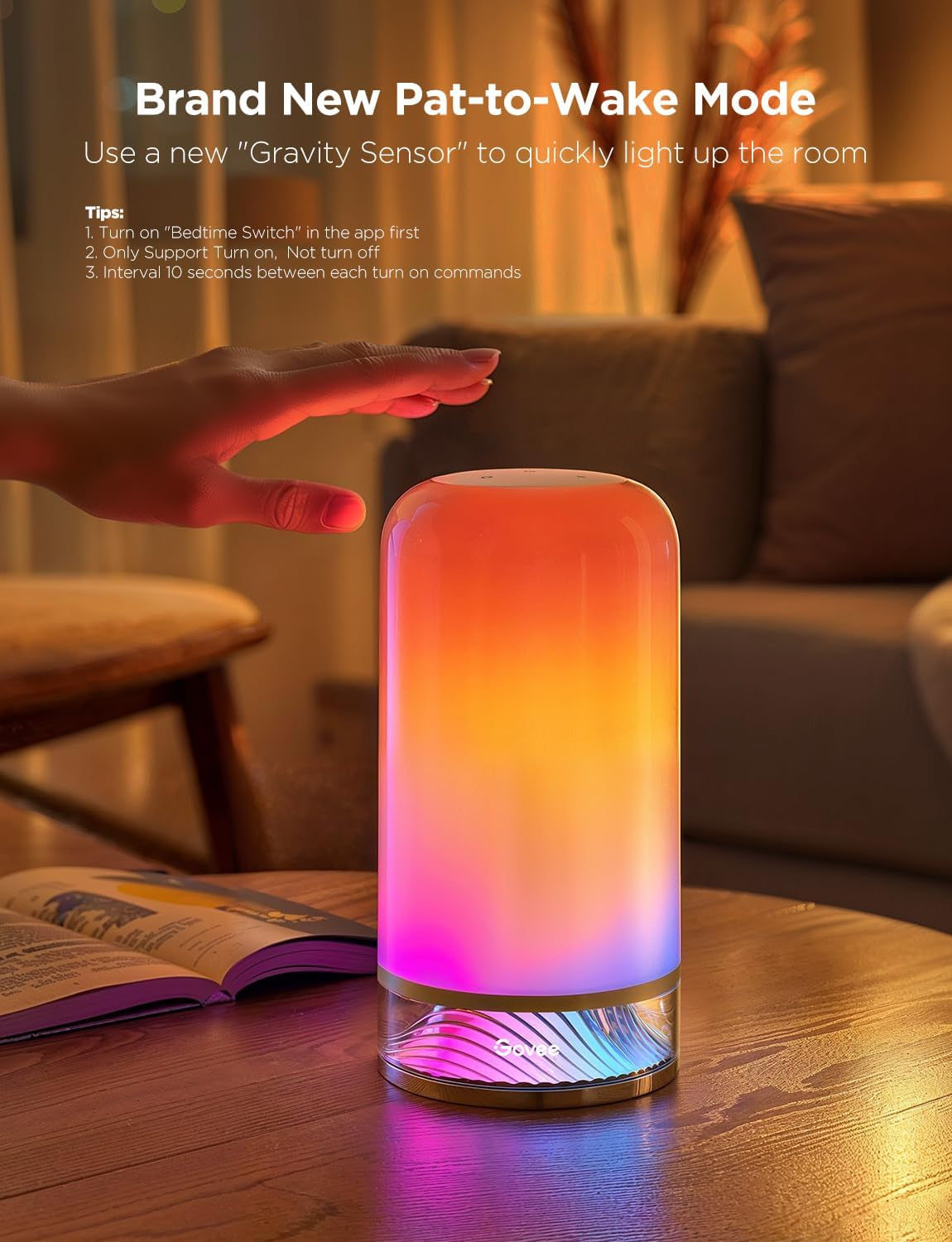 RGBIC Smart Table Lamp 2, Touch Bedside Small Table Lamp Work with