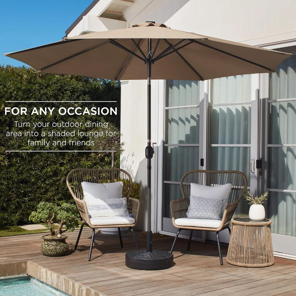 10Ft Outdoor Steel Polyester Market Patio Umbrella W/Crank, Easy Push