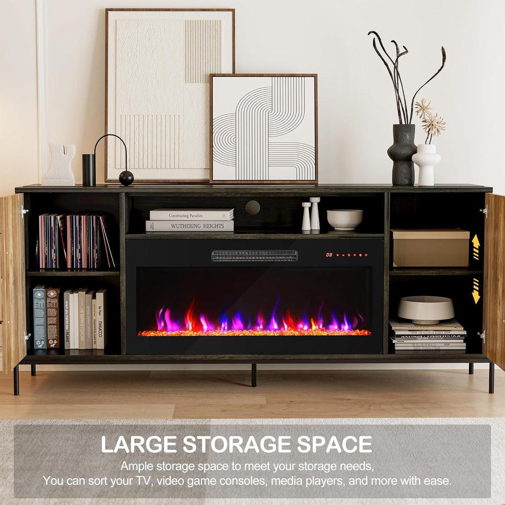 68 Inch TV Stand With 36 Inch Electric Fireplace Heater