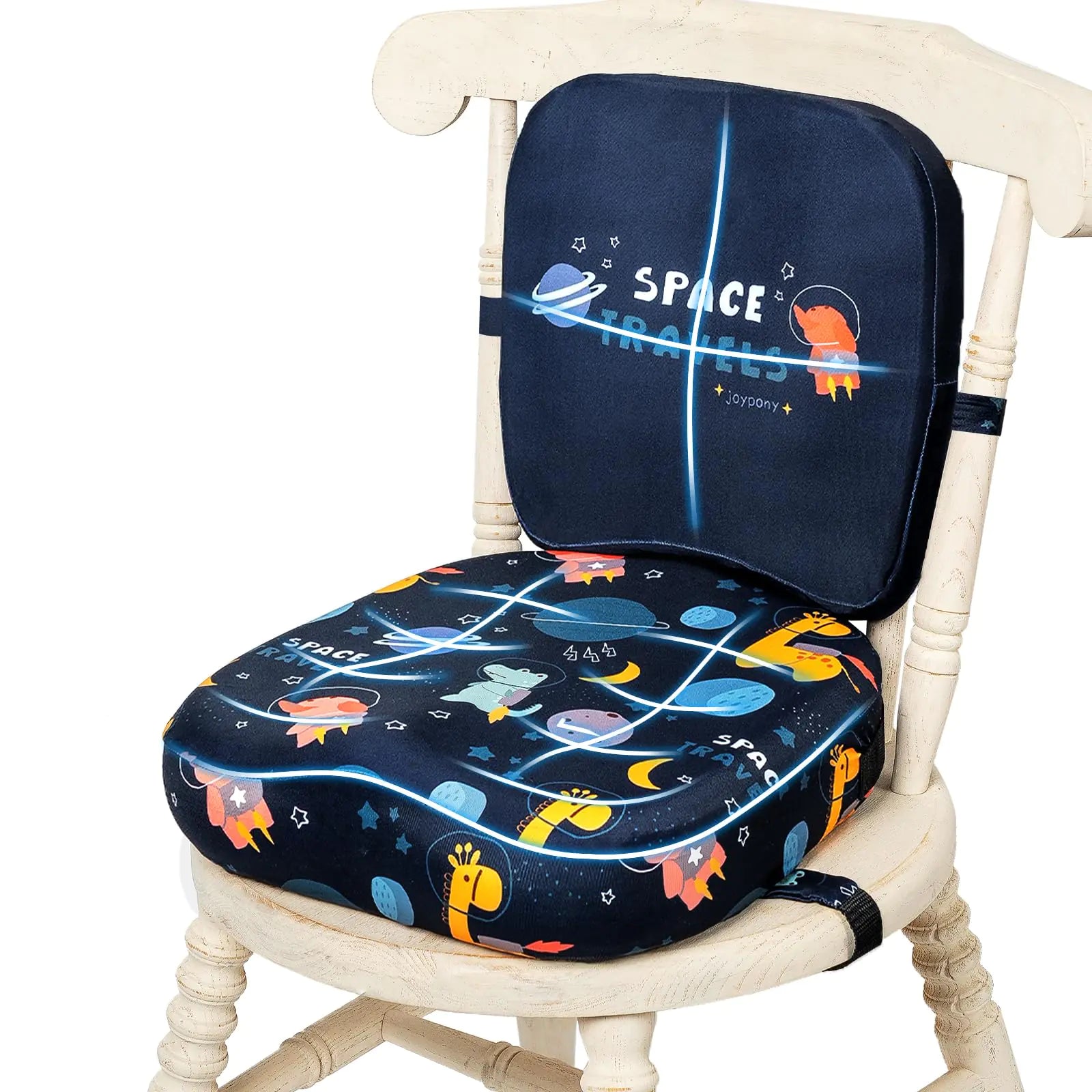 Toddler Booster Seat for Dining Table 4 inch Ergonomic Design Dining Chair Heightening Cushion Portable Dismountable Eating Washable Kids Toddler Booster Cushion (Starlight with Backrest)