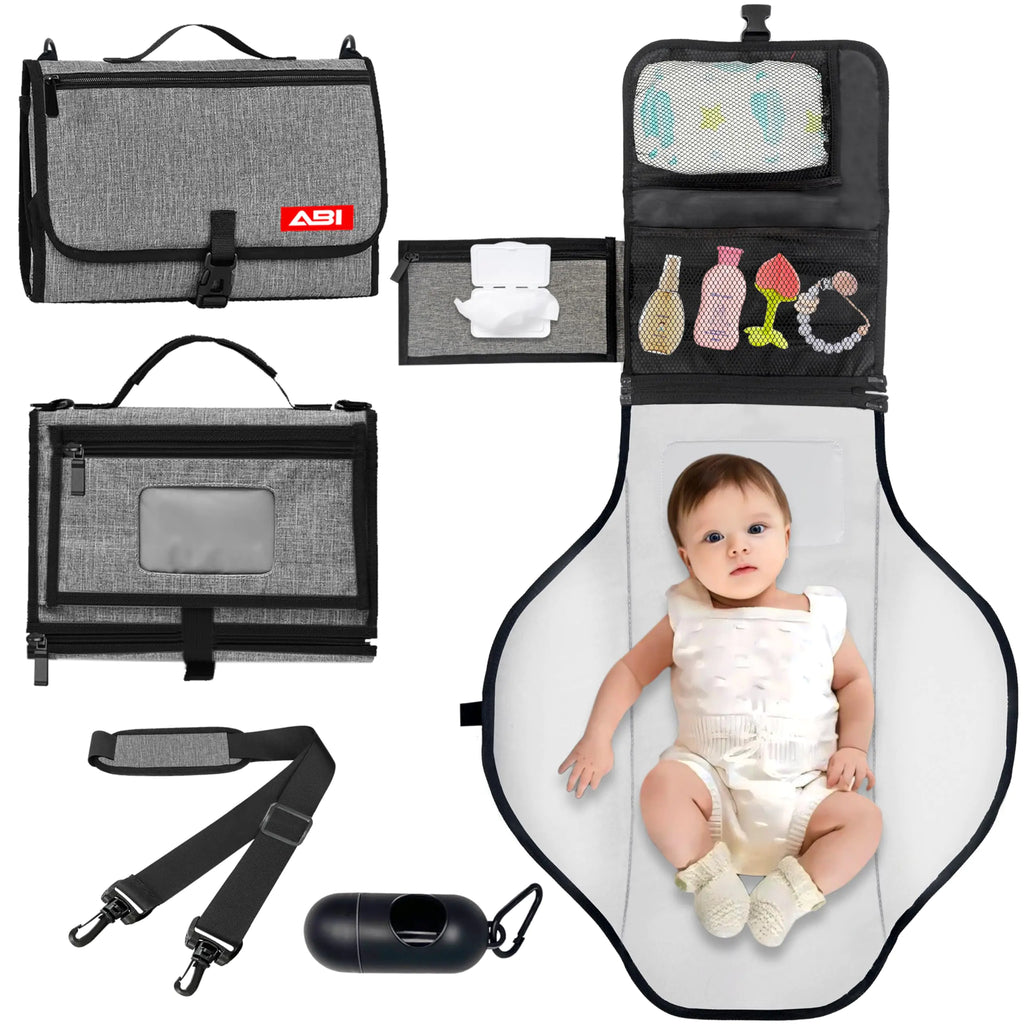 Portable Diaper Changing Pad - Large Waterproof Changing Mat - Travel Changing Pad - Wipes Pockets Foldable Easy CleanBaby Registry & Shower Gifts - Newborn Girl & Boy - Baby Essentials Must Haves