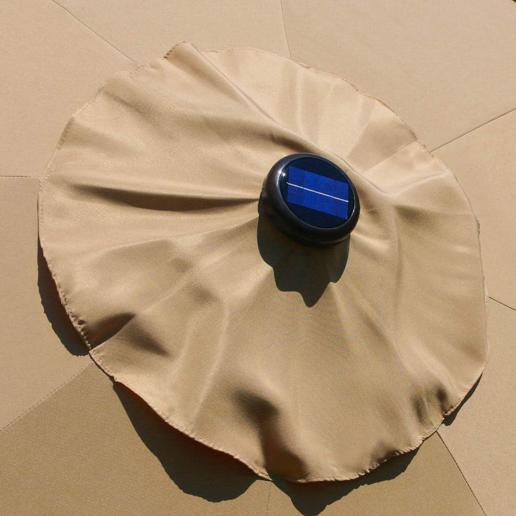 9 Ft Solar LED Lighted Patio Umbrella With Tilt And Crank Lift Light