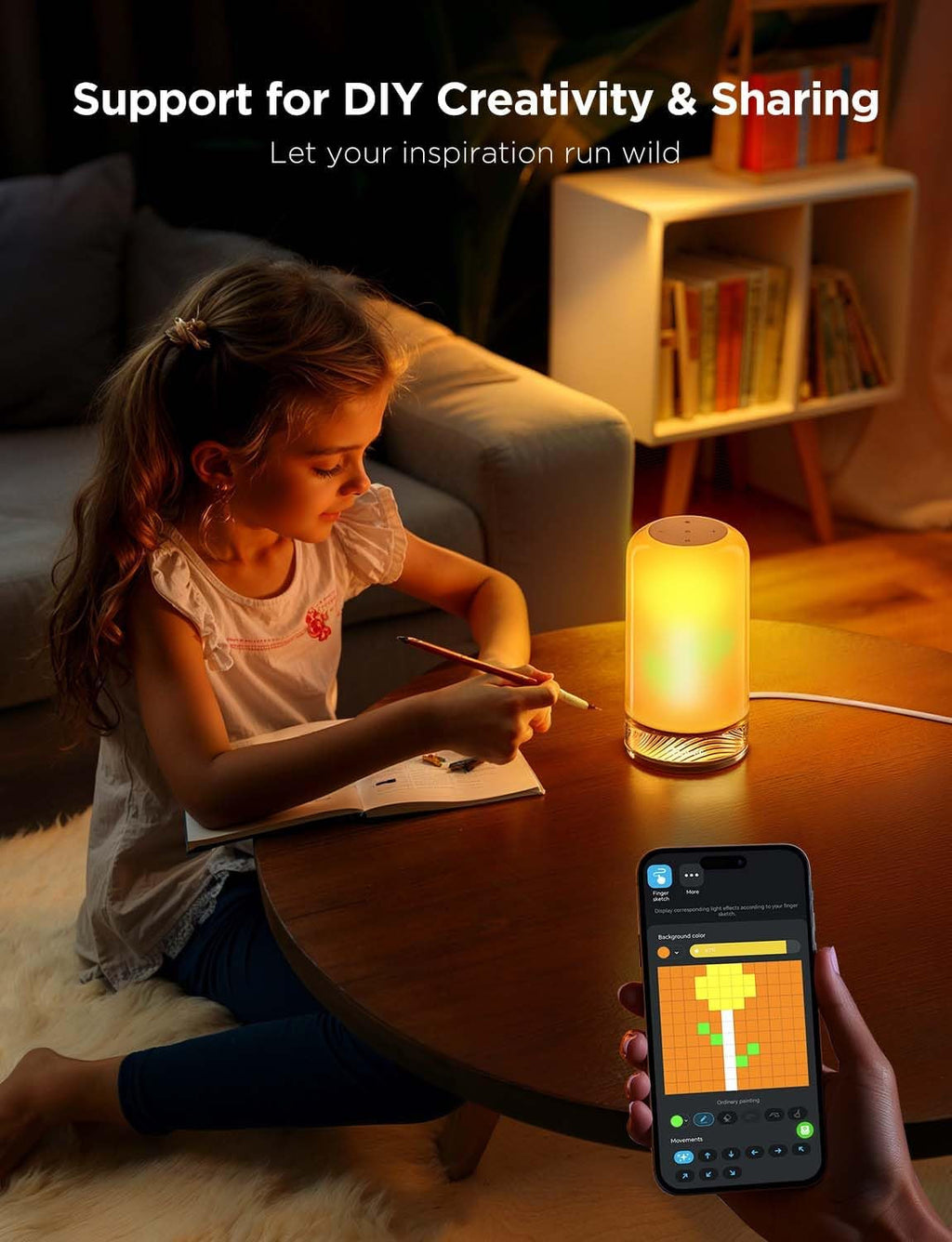 RGBIC Smart Table Lamp 2, Touch Bedside Small Table Lamp Work with