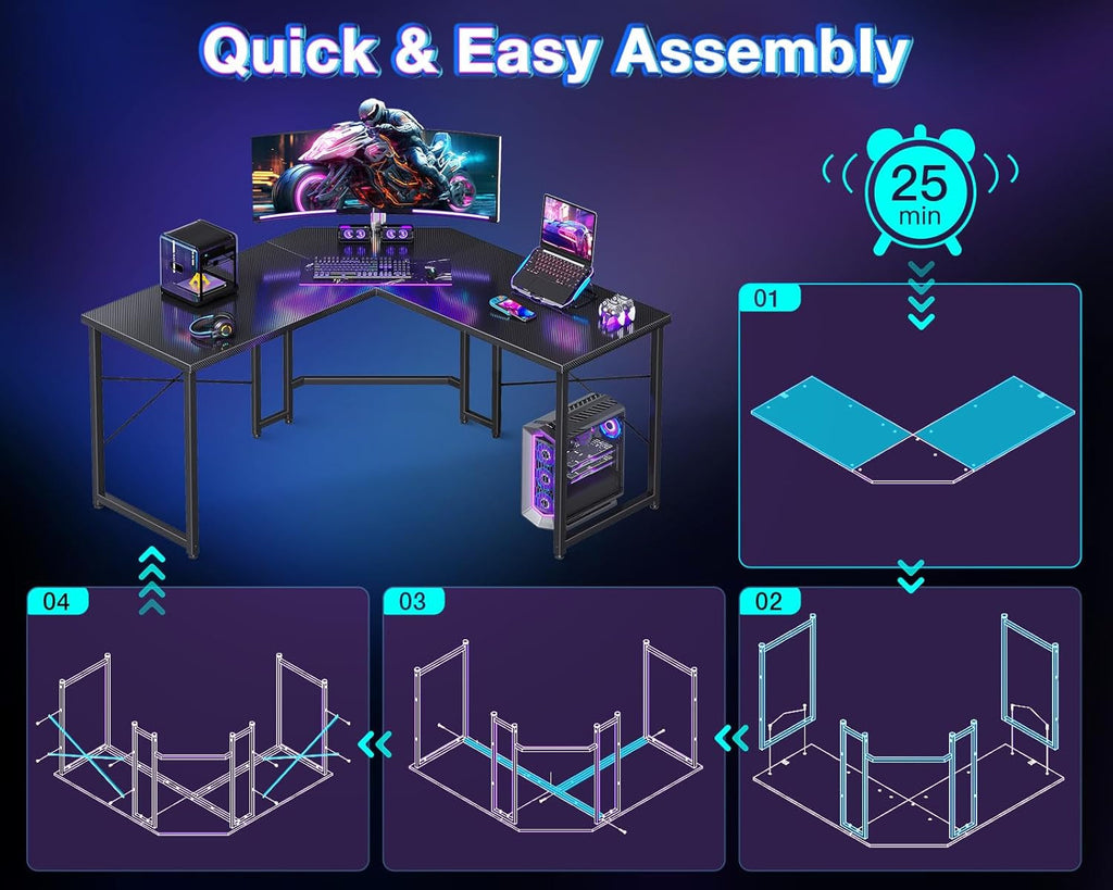 L Shaped Gaming Desk, Corner Desk Gaming Table for Home Office,