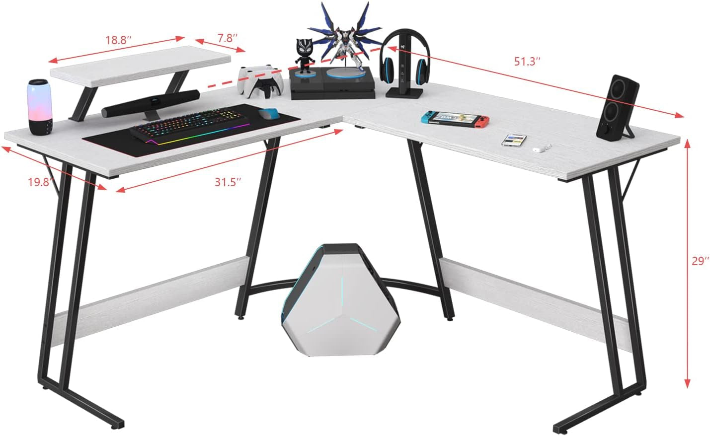 L Shaped Gaming Desk Computer Corner Desk PC Gaming Desk Table with