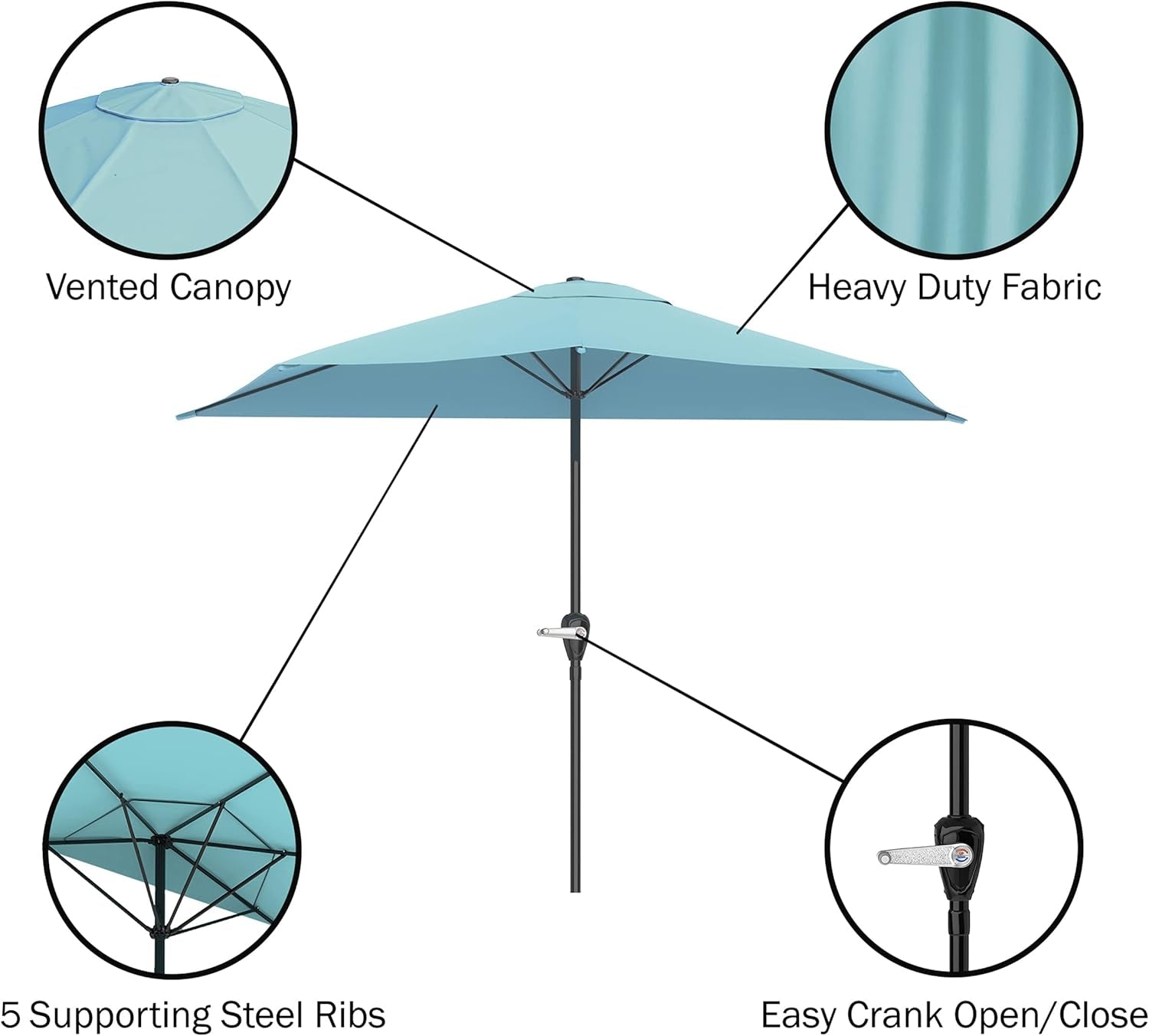 9ft Half Patio Umbrella: Easy Crank Shade for Small Spaces