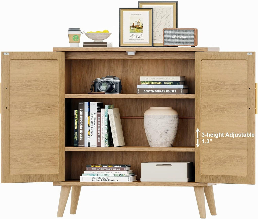 Natural Rattan Door Sideboard Buffet Cabinet
