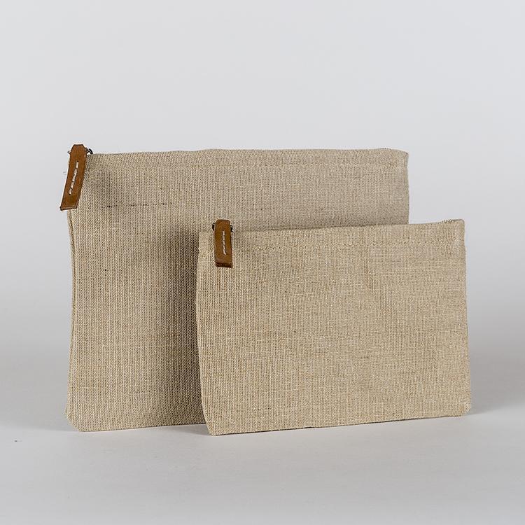Modern Jute Zippered Lined Pouch 2-Piece Set