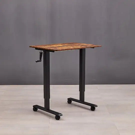 Hand Crank Adjustable Office Desk Height Adjustable, With Flat Metal Legs Or Rolling Wheels  Perfect For Home, Office, Gaming, Or Study Use