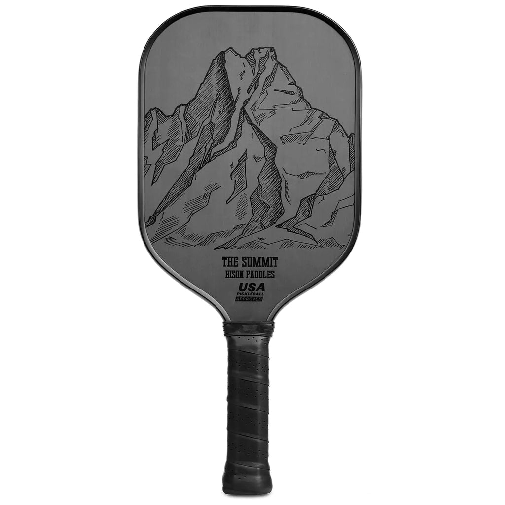 Bison Paddles: Carbon Fiber Pickleball Paddle - Raw Toray T700 Surface Provides Maximum Ball Spin | Elongated or Widened Pickleball Racket Shapes Available - Neoprene Cover Included