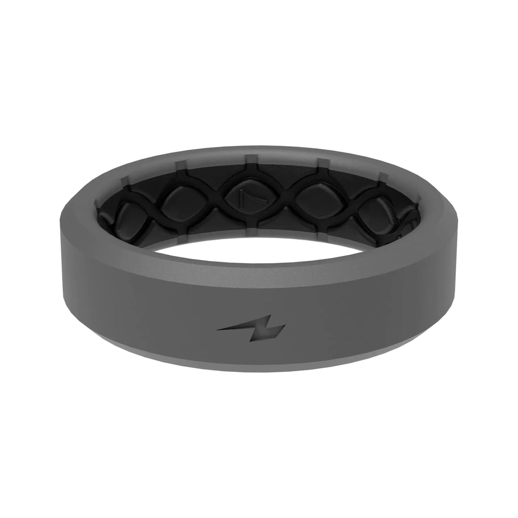 Groove Life Zeus Thin Storm Grey Ring - Breathable Silicone Wedding Rings for Women Lifetime Coverage Unique Design Comfort Fit Ring - Size 4