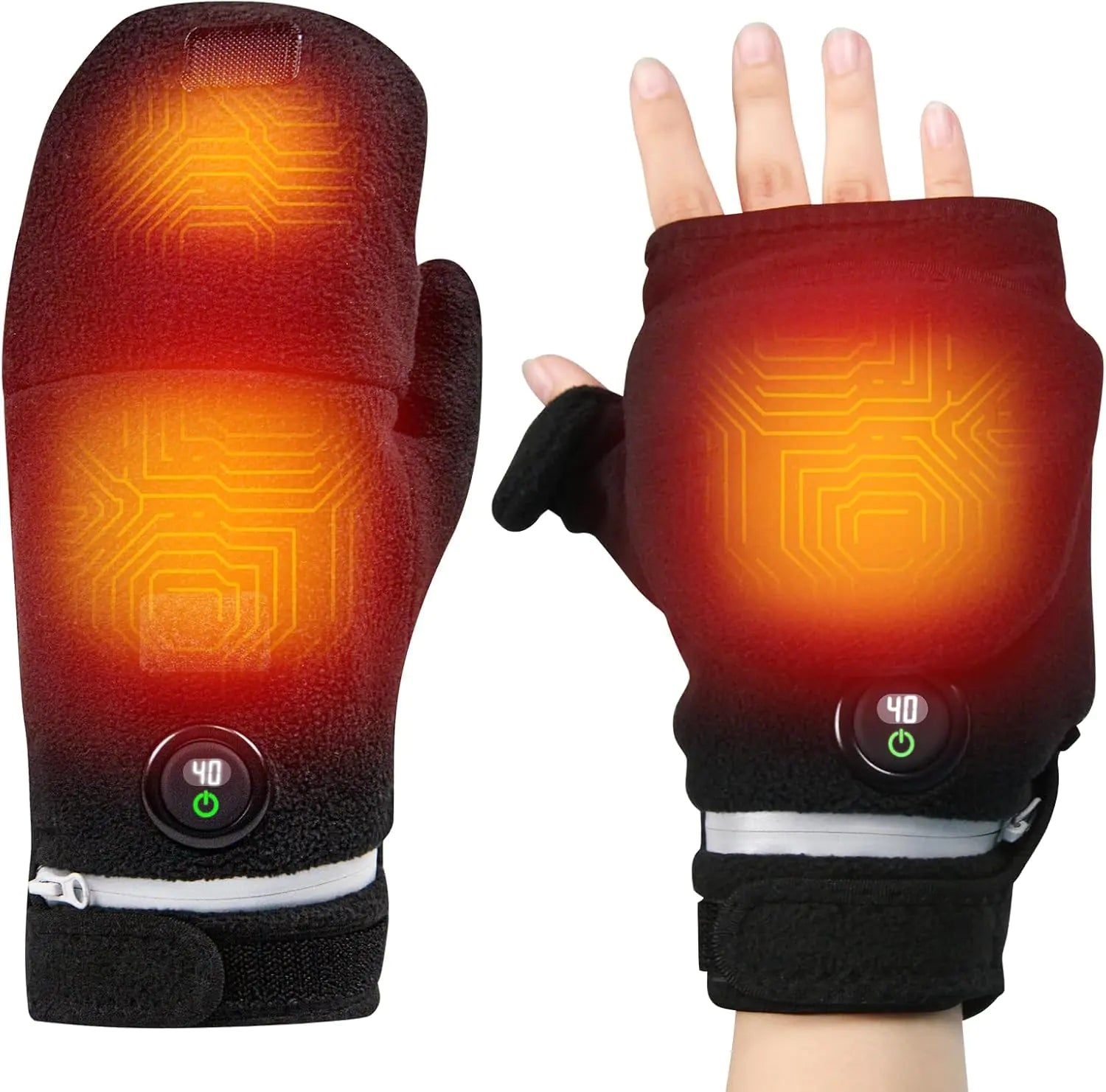 VobeNit Electric Heated Gloves USB Warmers Gloves Women Fingerles Men Cold Weather Winter Gloves for Work Outdoor or Indoor Activities Heated Mittens Men with Open